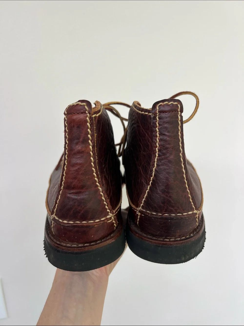 Chippewa red brown leather oxblood burgundy moc toe chukka boots shoes 7.5 2E